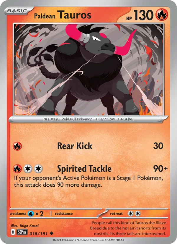 Paldean Tauros #018 – Surging Sparks card