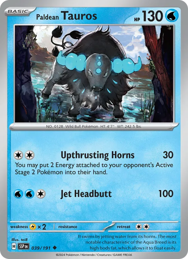 Paldean Tauros #039 – Surging Sparks card