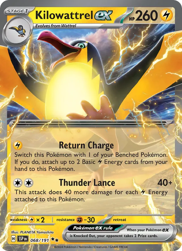 Kilowattrel ex #068 – Surging Sparks card