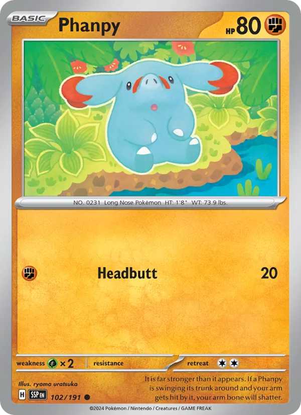 Phanpy #102 – Surging Sparks card