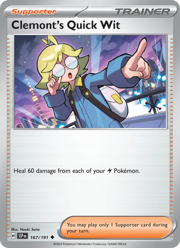 Clemont's Quick Wit #167 – Surging Sparks card