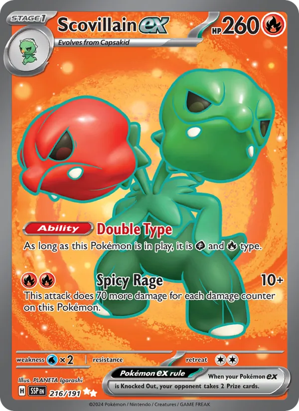 Scovillain ex #216 – Surging Sparks card