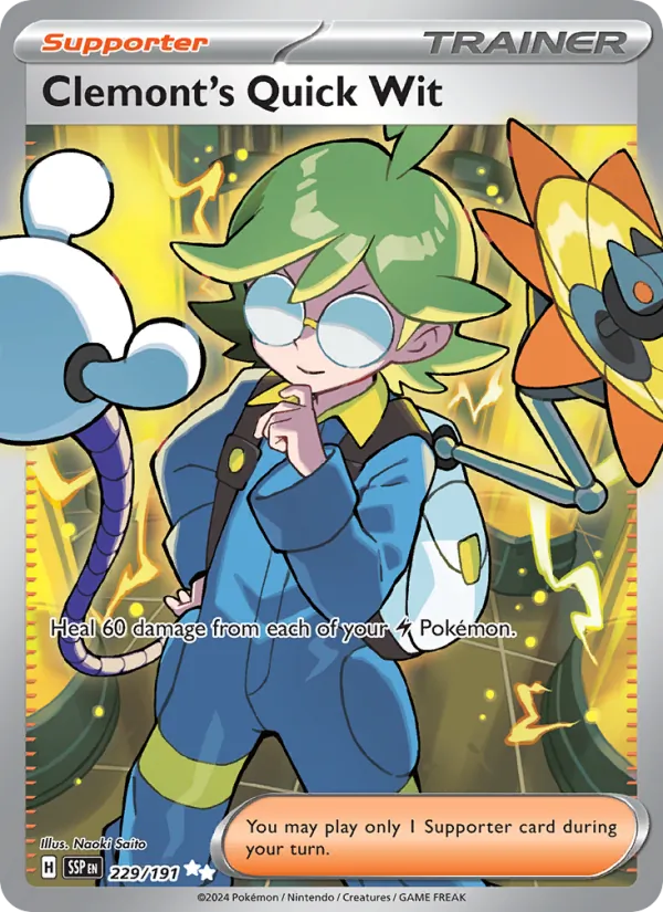 Clemont's Quick Wit #229 – Surging Sparks card