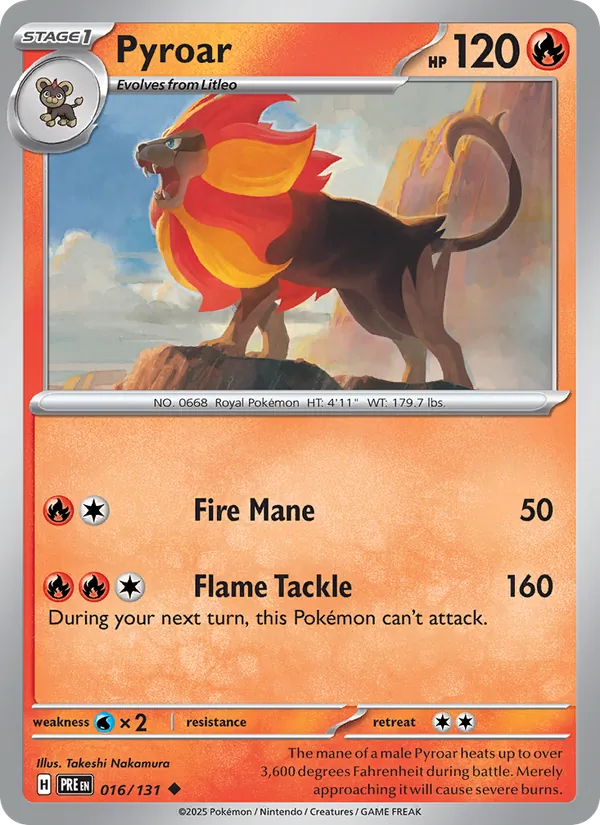 Pyroar #016 – Prismatic Evolutions card