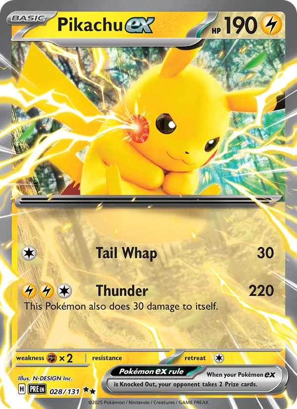 Pikachu ex #028 – Prismatic Evolutions card