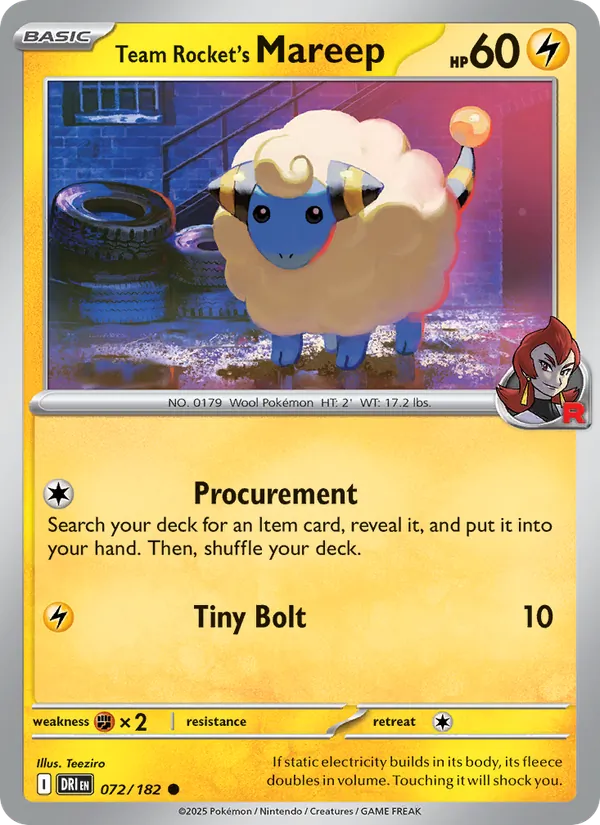 Team Rocket's Mareep #072 – Destined Rivals card
