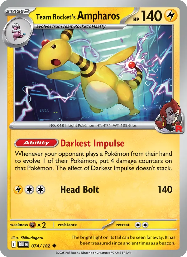 Team Rocket's Ampharos #074 – Destined Rivals card