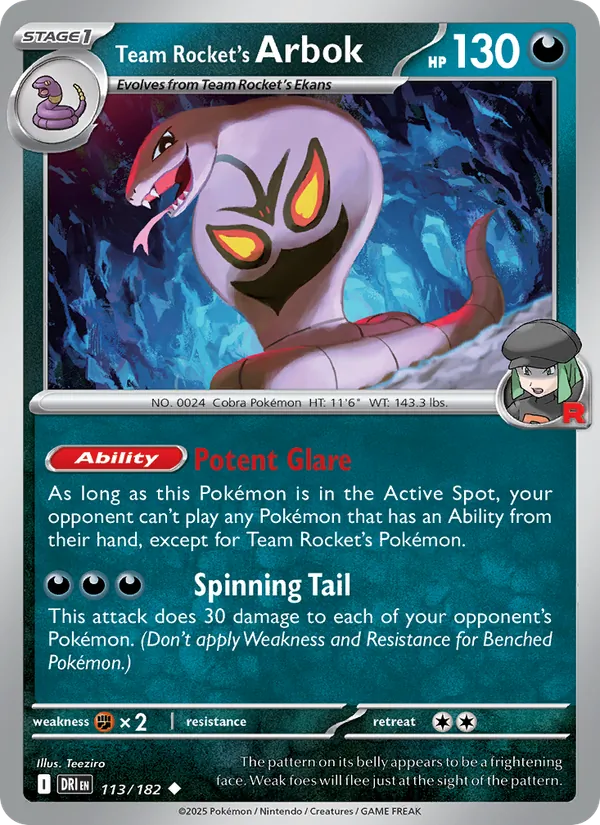 Team Rocket's Arbok #113 – Destined Rivals card