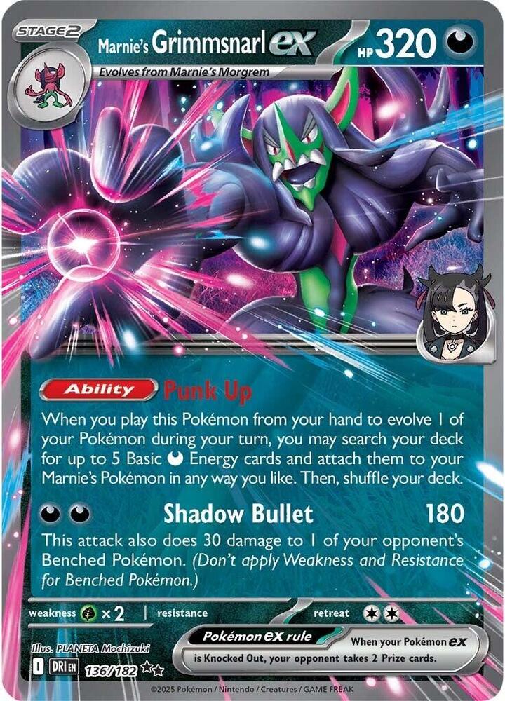 Marnie's Grimmsnarl ex #136 – Destined Rivals card