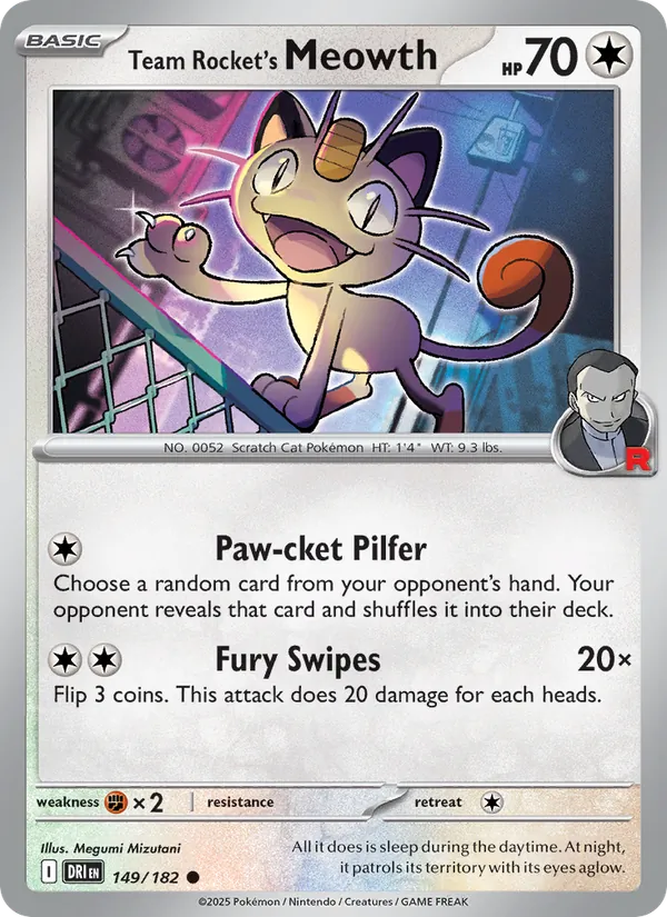 Team Rocket's Meowth #149 – Destined Rivals card