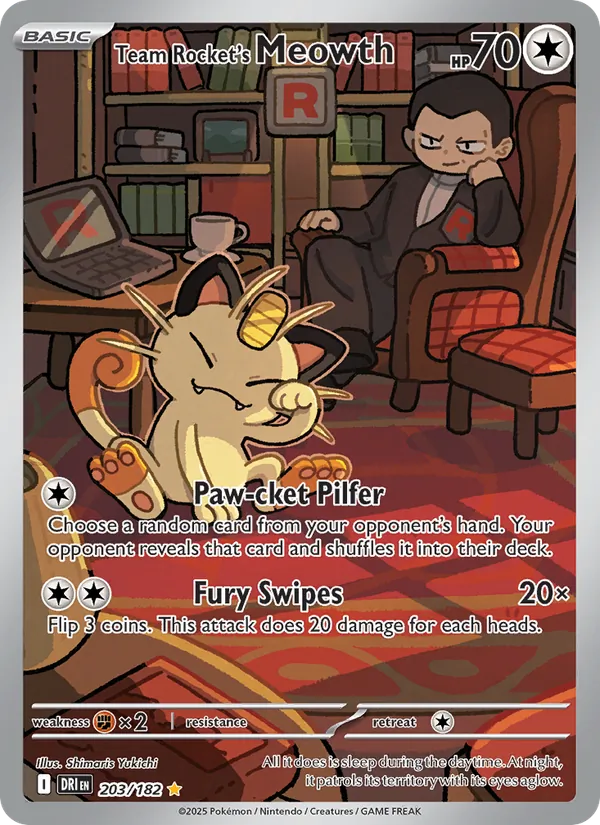Team Rocket's Meowth #203 – Destined Rivals card