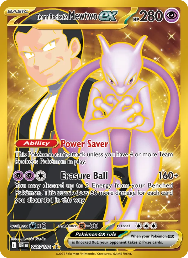 Team Rocket's Mewtwo ex #240 – Destined Rivals card