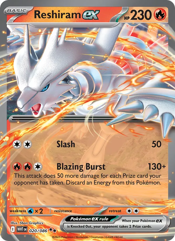 Reshiram ex #020 – White Flare card