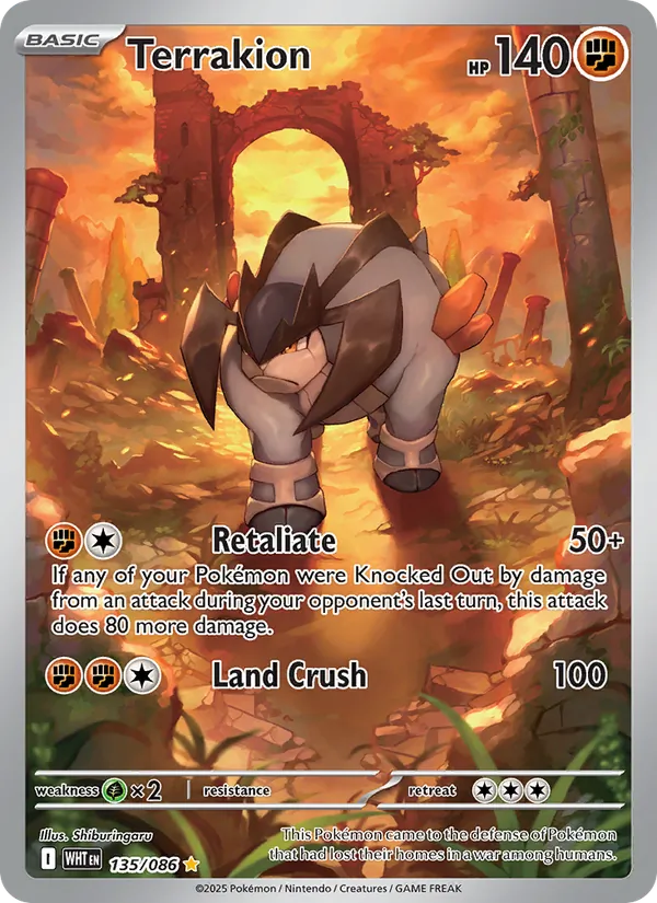 Terrakion #135 – White Flare card