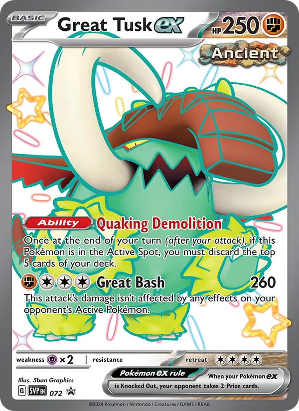 Great Tusk ex #072 – SVP Black Star Promos card