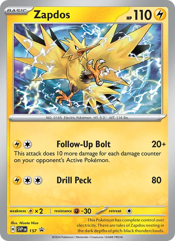 Zapdos #157 – SVP Black Star Promos card