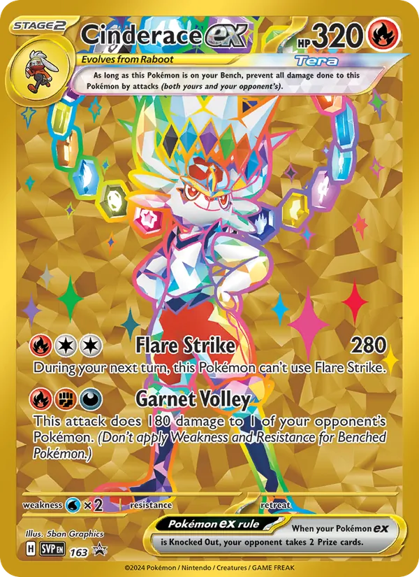 Cinderace ex #163 – SVP Black Star Promos card