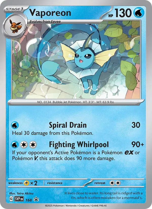 Vaporeon #168 – SVP Black Star Promos card