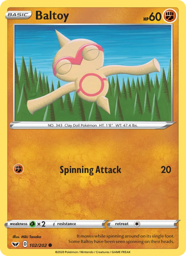 Baltoy #102 – Sword & Shield card