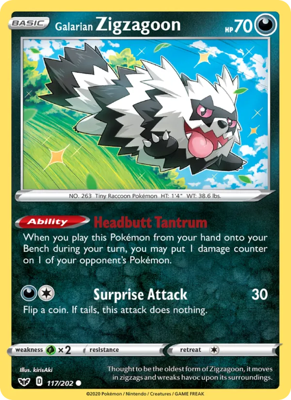 Galarian Zigzagoon #117 – Sword & Shield card