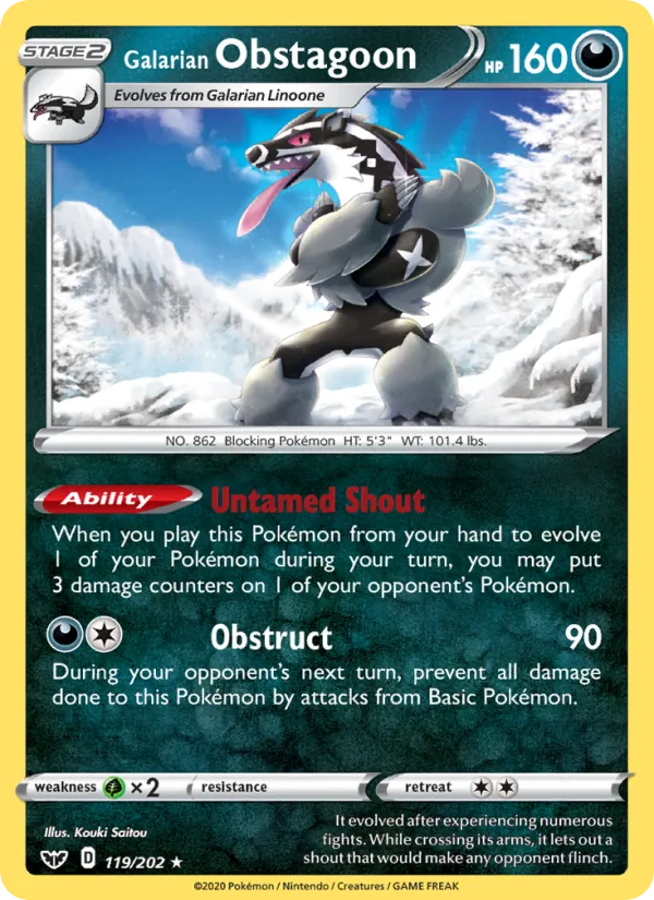Galarian Obstagoon #119 – Sword & Shield card