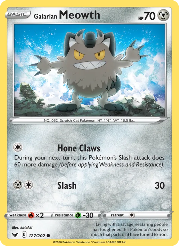 Galarian Meowth #127 – Sword & Shield card