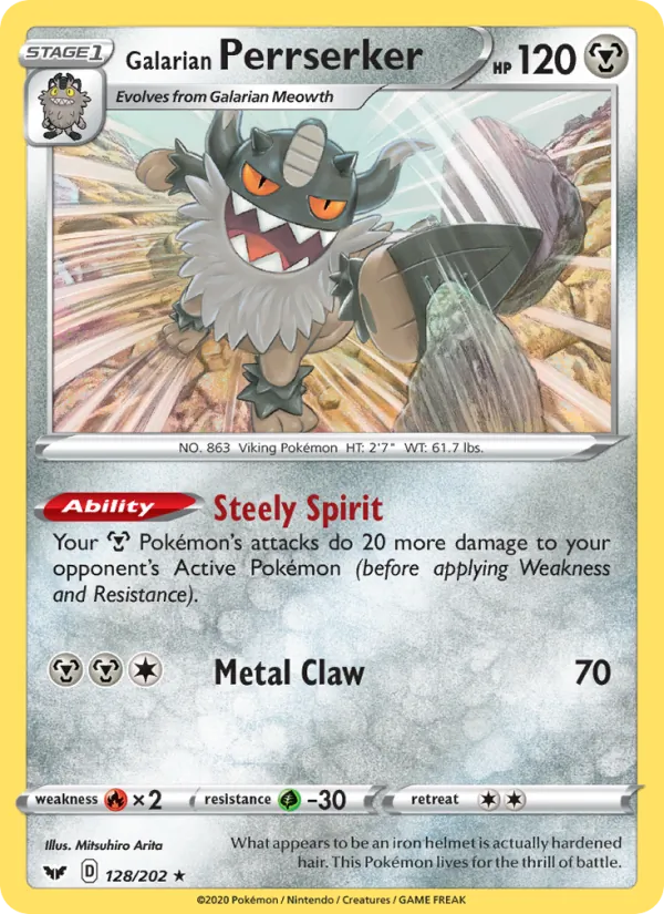 Galarian Perrserker #128 – Sword & Shield card