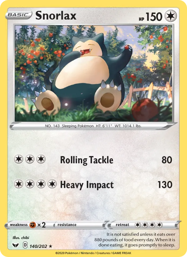 Snorlax #140 – Sword & Shield card