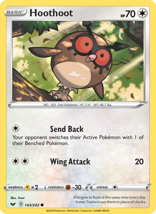 Hoothoot #143 – Sword & Shield card