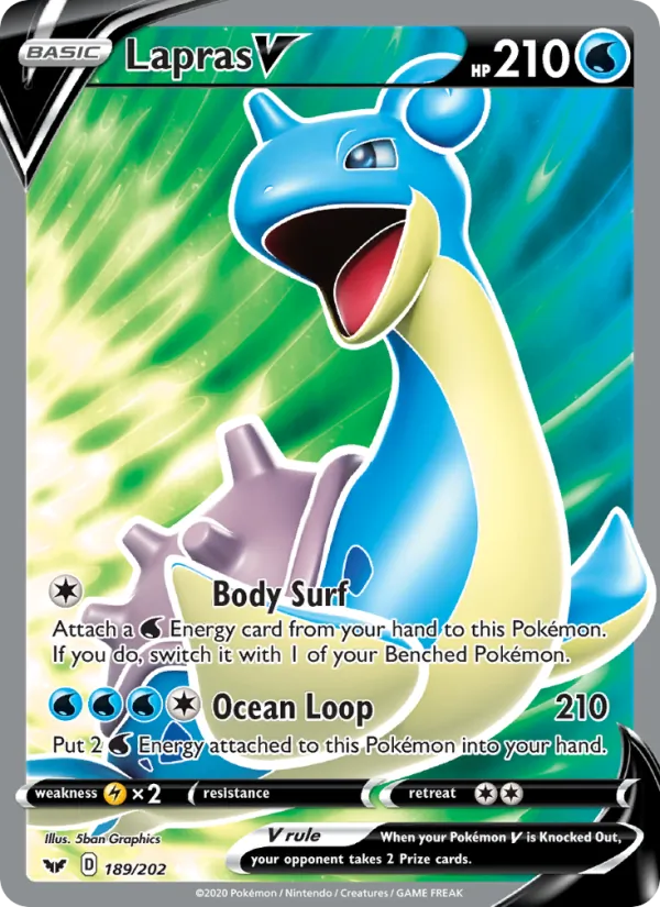 Lapras V #189 – Sword & Shield card