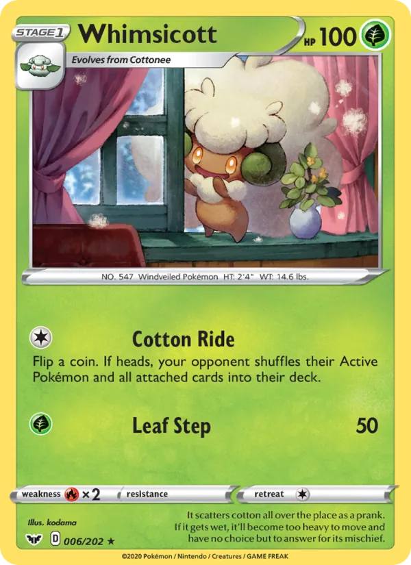 Whimsicott #6 – Sword & Shield card