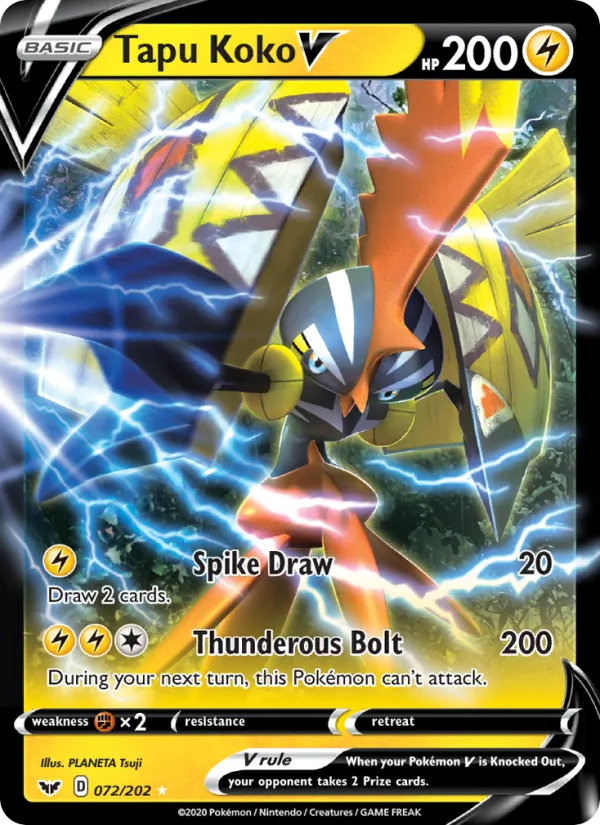 Tapu Koko V #72 – Sword & Shield card