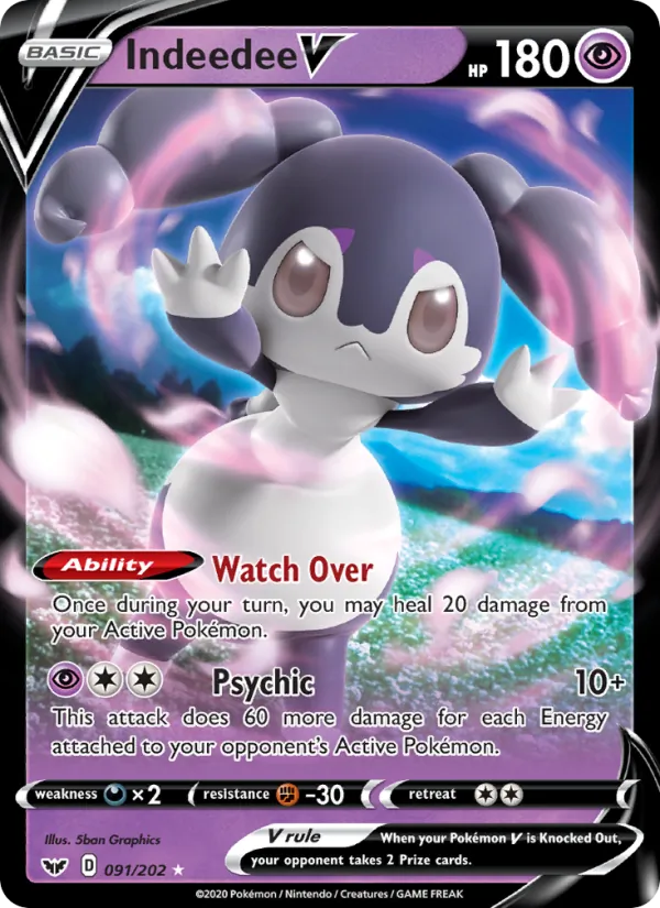 Indeedee V #91 – Sword & Shield card
