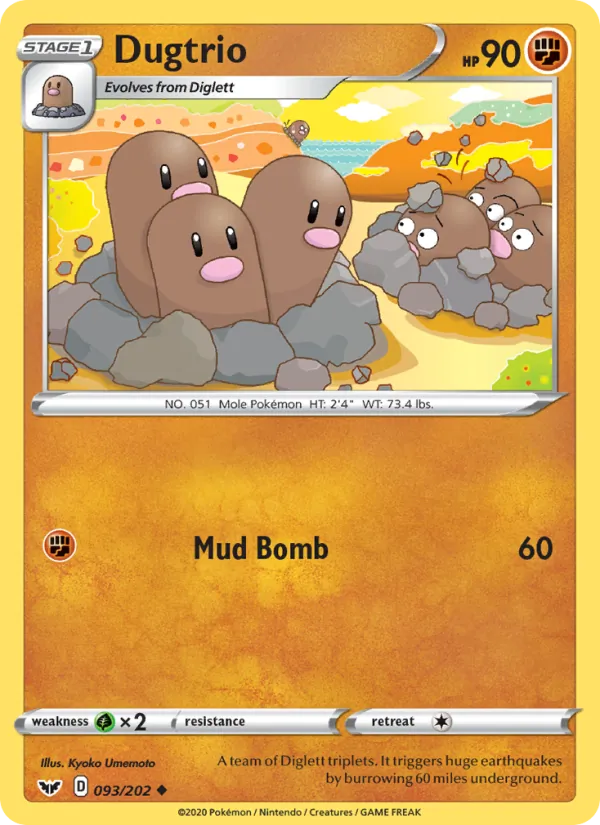 Dugtrio #93 – Sword & Shield card