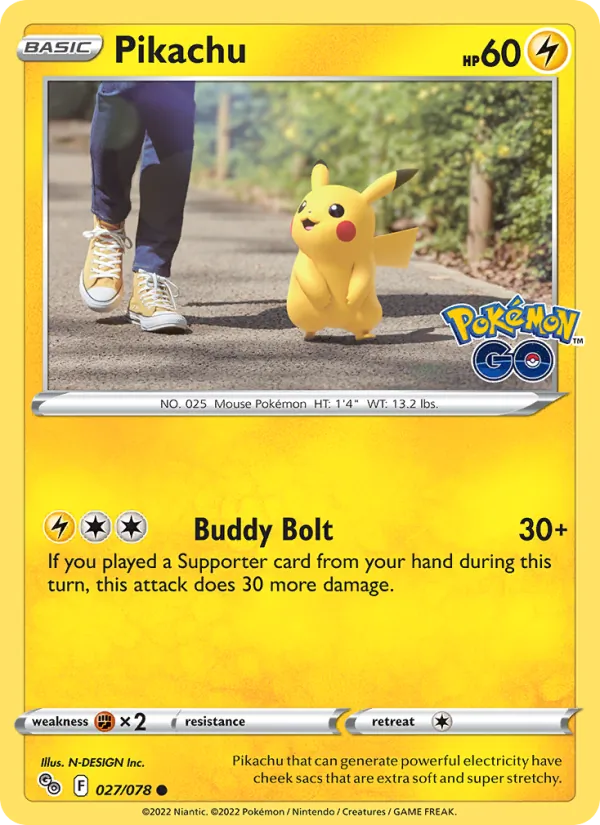 Pikachu #027 – Pokémon GO card