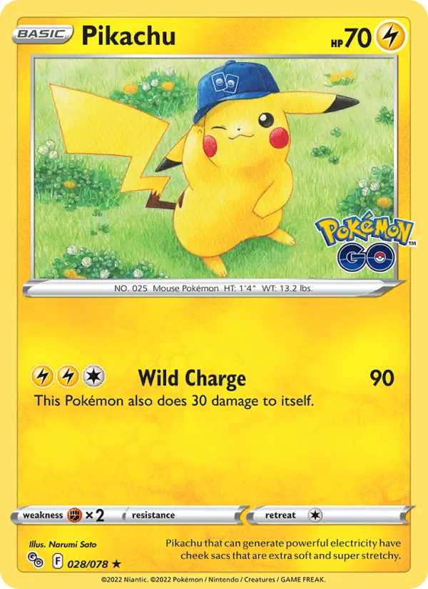 Pikachu #028 – Pokémon GO card