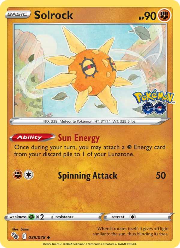 Solrock #039 – Pokémon GO card