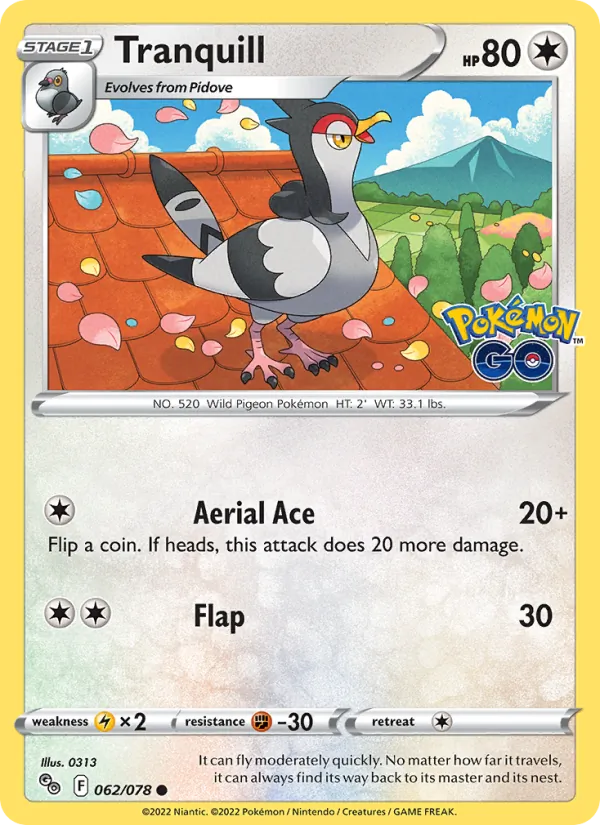 Tranquill #062 – Pokémon GO card