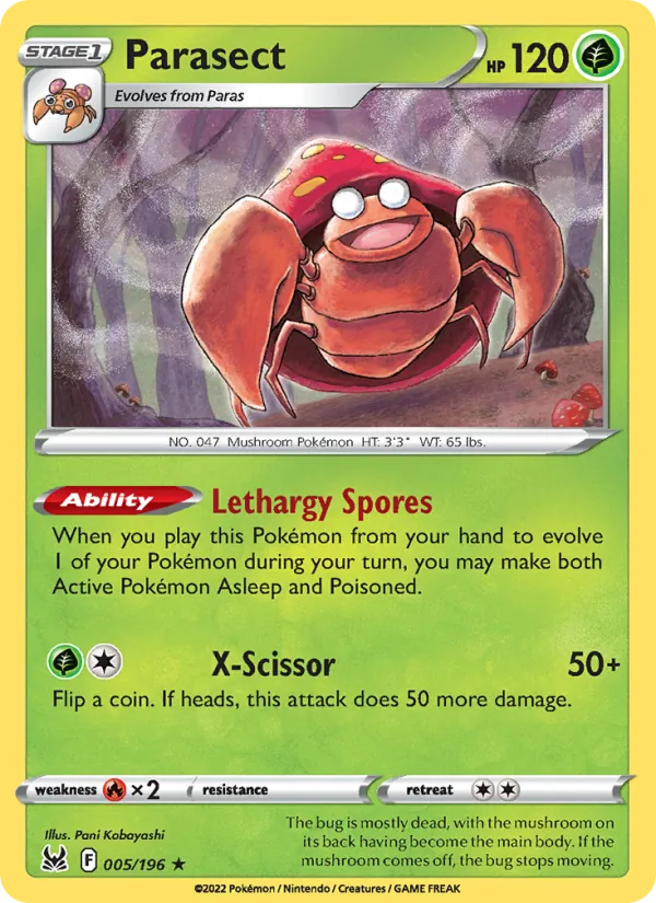 Parasect #005 – Lost Origin card