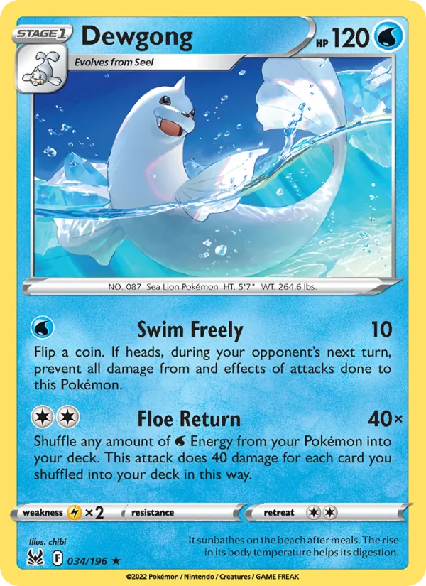 Dewgong #034 – Lost Origin card