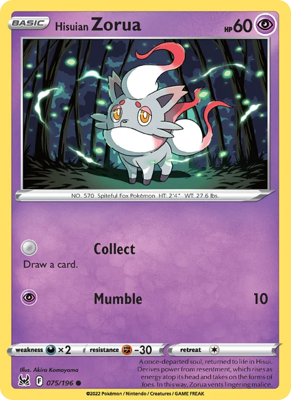 Hisuian Zorua #075 – Lost Origin card