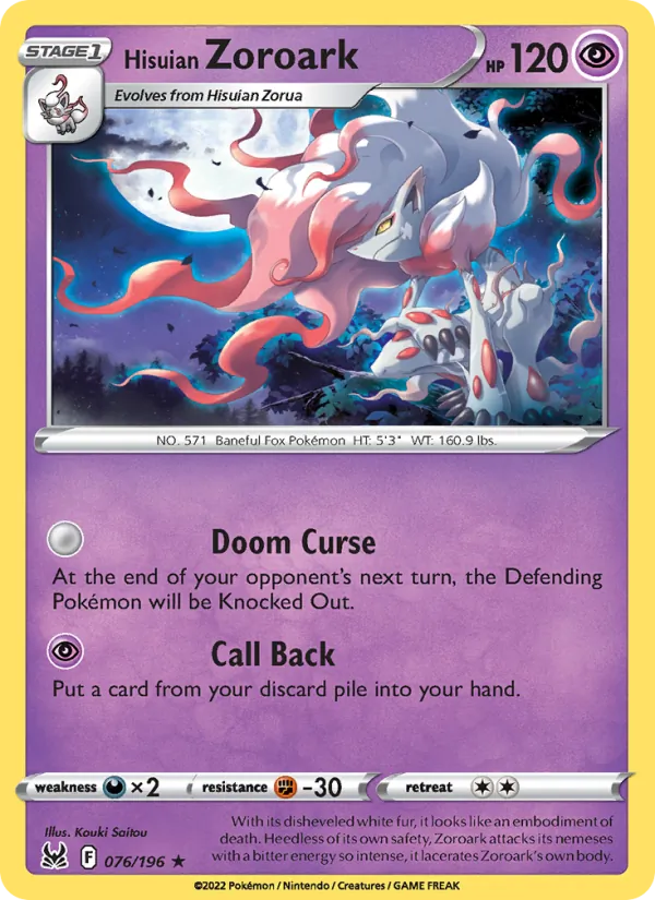 Hisuian Zoroark #076 – Lost Origin card