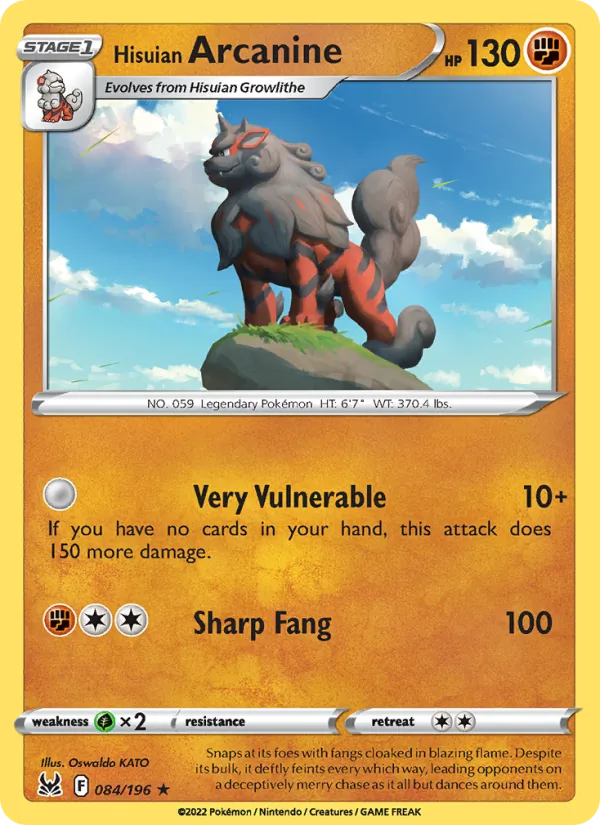 Hisuian Arcanine #084 – Lost Origin card