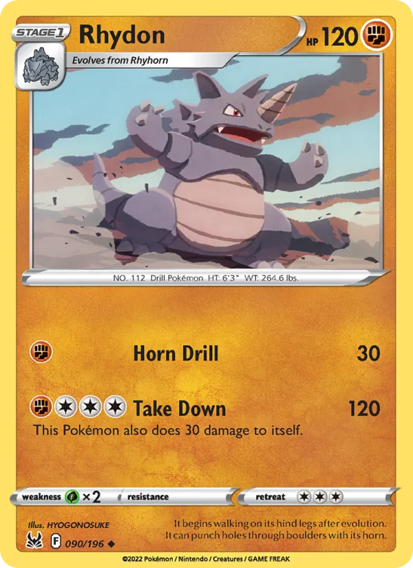 Rhydon #090 – Lost Origin card