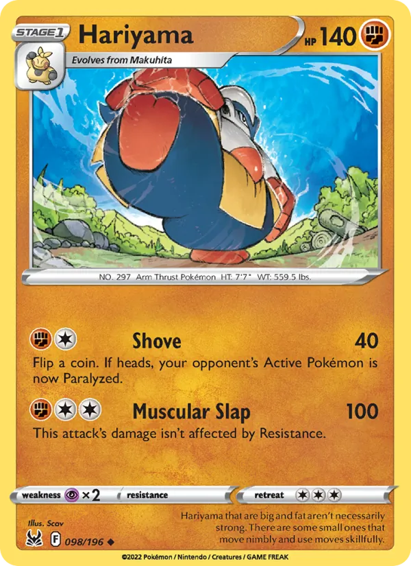 Hariyama #098 – Lost Origin card