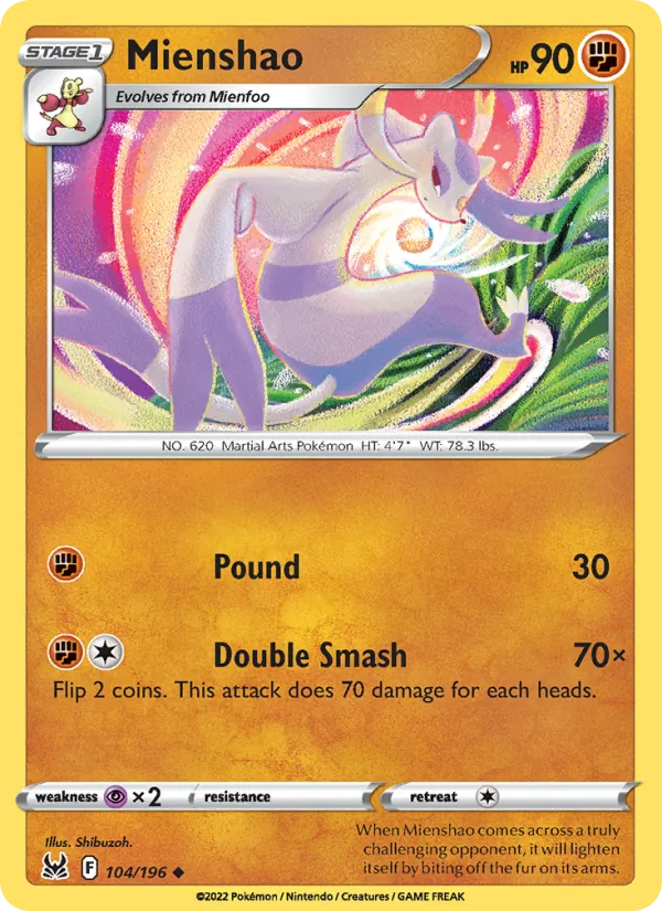 Mienshao #104 – Lost Origin card