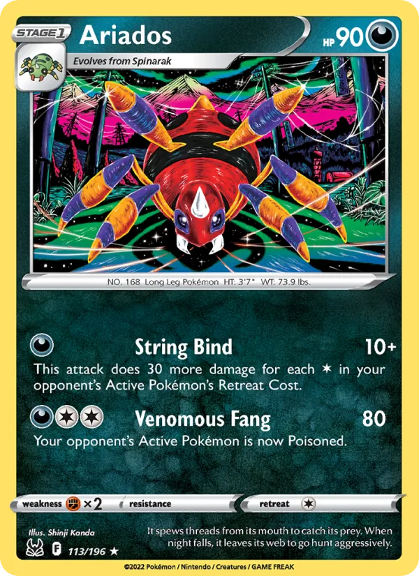 Ariados #113 – Lost Origin card