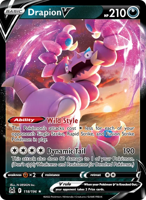 Drapion V #118 – Lost Origin card
