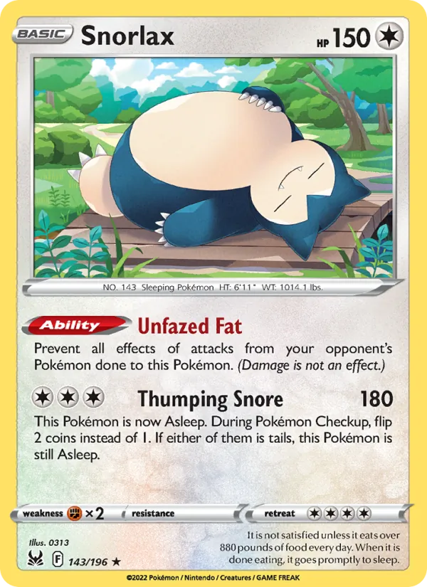 Snorlax #143 – Lost Origin card