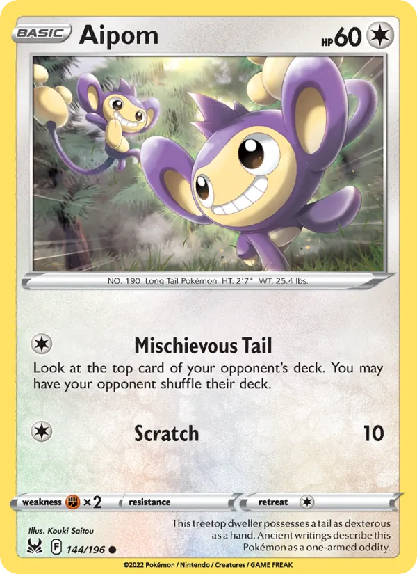 Aipom #144 – Lost Origin card